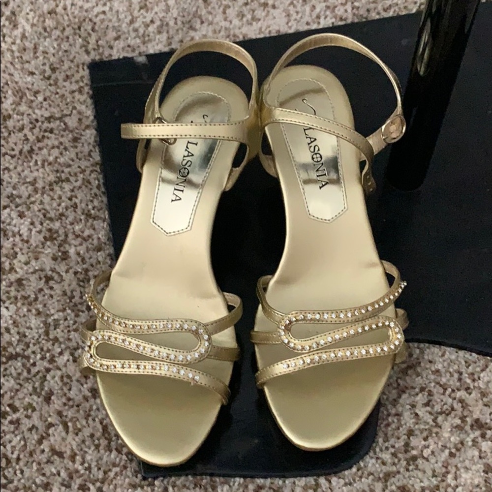 Golden high heels